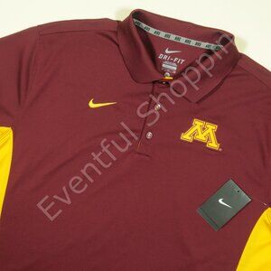 Nike Minnesota Golden Gophers Polo Shirt Mens XL Maroon Gold Dri Fit New